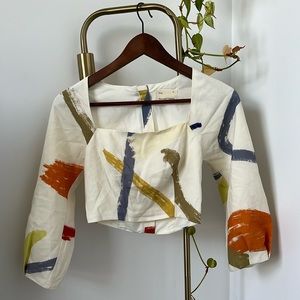 Our Second Nature 3/4 puff sleeve cropped blouse